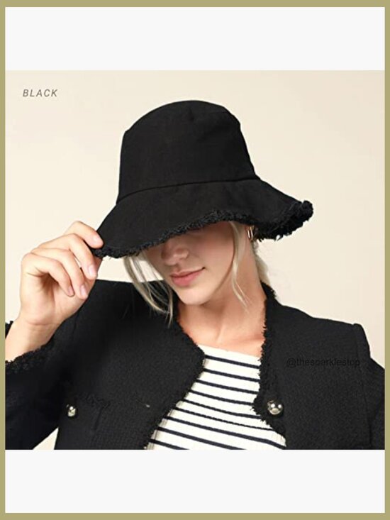 Frayed Bucket Hat Washed Cotton Floppy Wide Brim Boonie Outdoor Summer main image 5